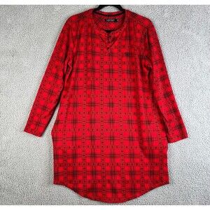 Ralph Lauren Black Label Pajama Top Women Medium Pullover Button Red Long Sleeve